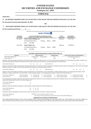 Thumbnail United Airlines Holdings
 Quarterly Report 2020-q3
