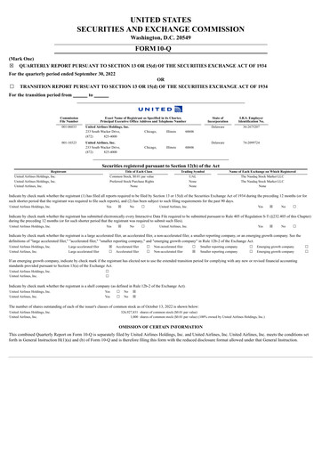 Thumbnail United Airlines Holdings
 Quarterly Report 2022-q3