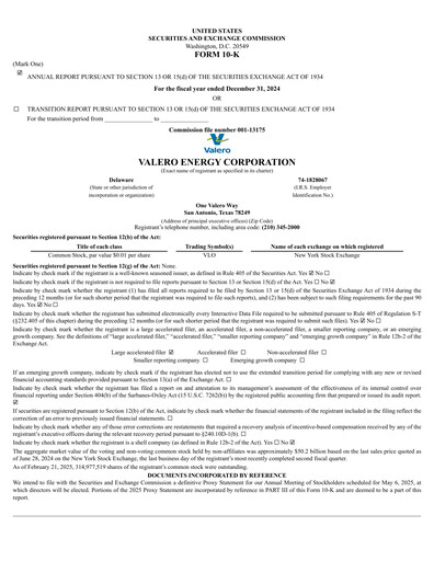 Miniature Valero Energy Rapport annuel 2024