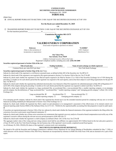 Miniature Valero Energy Rapport annuel 2025