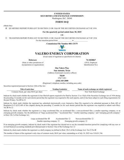 Miniature Valero Energy Rapport trimestriel 2025-q2
