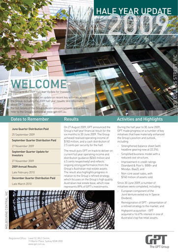 Thumbnail GPT Group
 Half-year Report 2009-h1