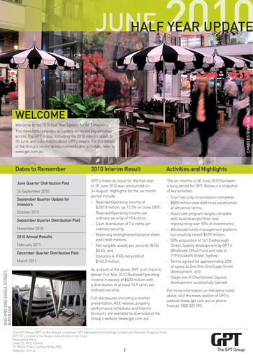 Thumbnail GPT Group
 Half-year Report 2010-h1