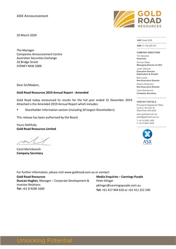Thumbnail Gold Road Resources Annual Report 2019