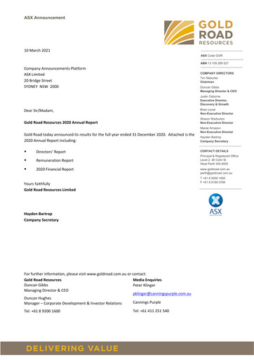 Thumbnail Gold Road Resources Annual Report 2020