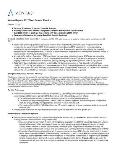 Thumbnail Ventas Quarterly Report 2017-q3