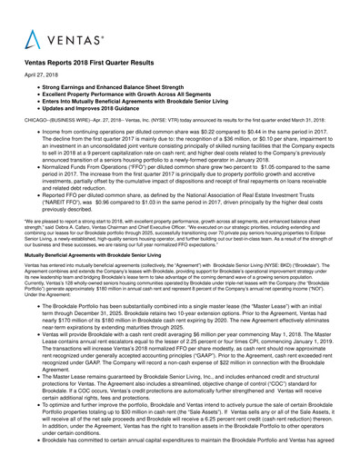 Thumbnail Ventas Quarterly Report 2018-q1