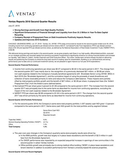 Thumbnail Ventas Quarterly Report 2018-q2