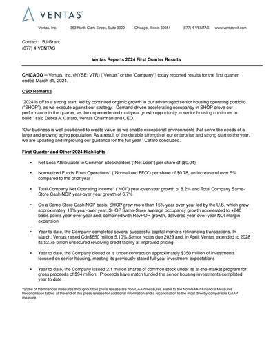 Thumbnail Ventas Quarterly Report 2024-q1