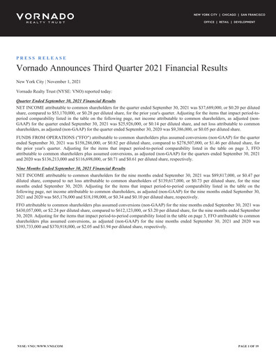 Vorschaubild Vornado Realty Trust
 Quartalsbericht 2021-q3