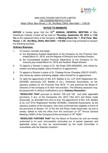 Thumbnail Max Healthcare Institute Annual Report 2015-2016