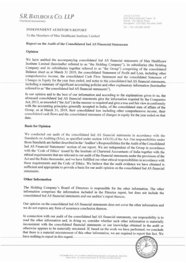 Vorschaubild Max Healthcare Institute Finanzmitteilung fy2019