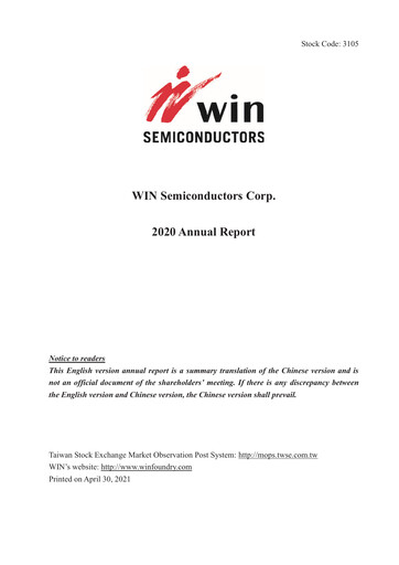 Thumbnail WIN Semiconductors Annual Report 2020