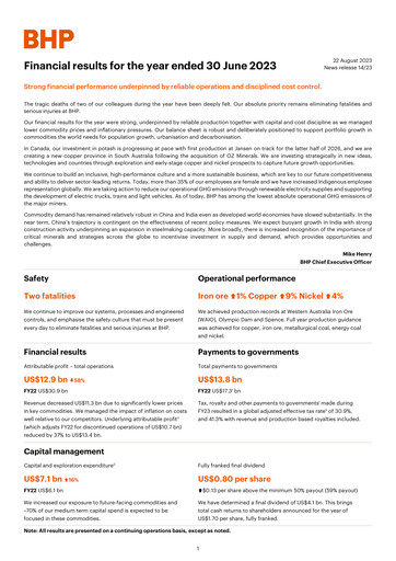 Thumbnail BHP Group Financial Report 2023