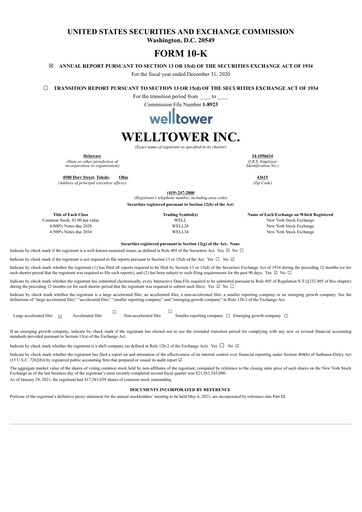 Vorschaubild Welltower
 Jahresbericht 2020