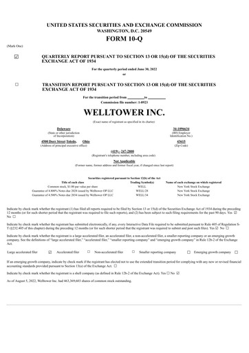 Miniature Welltower
 Rapport trimestriel 2022-q2