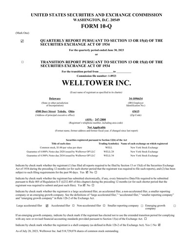 Miniature Welltower
 Rapport trimestriel 2023-q2