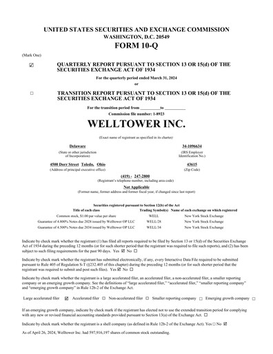 Miniature Welltower
 Rapport trimestriel 2024-q1