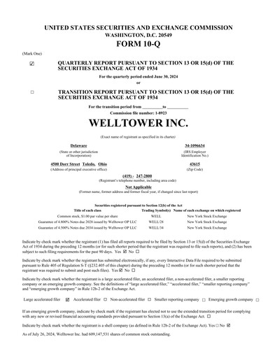Miniature Welltower
 Rapport trimestriel 2024-q2