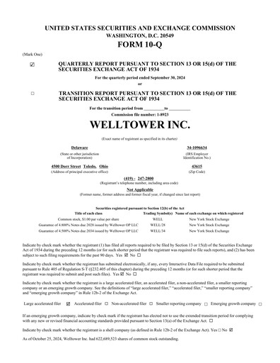 Miniature Welltower
 Rapport trimestriel 2024-q3