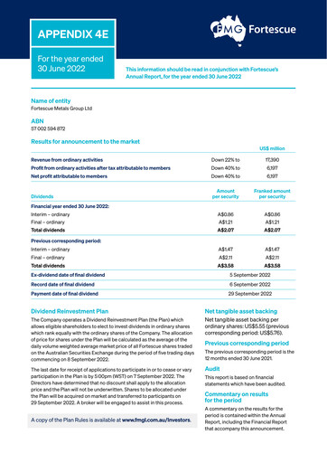 Thumbnail Fortescue Annual Report 2022