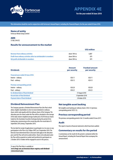 Thumbnail Fortescue Financial Statement fy2018