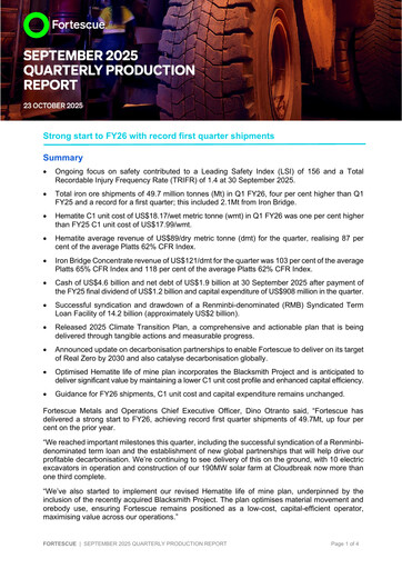 Thumbnail Fortescue Quarterly Report 2025-q3