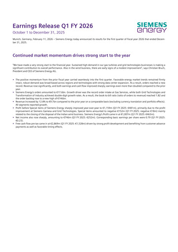 Thumbnail Siemens Energy Quarterly Report 2026-q1