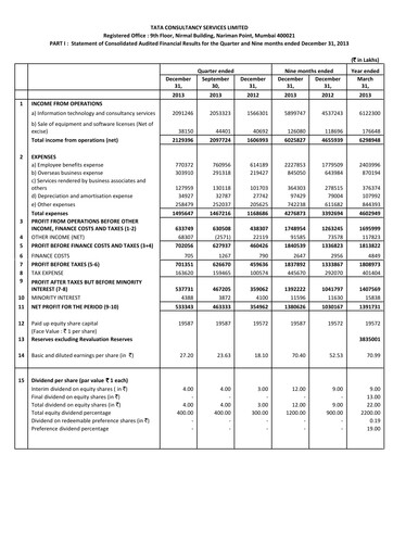 Thumbnail Tata Consultancy Services Quarterly Report 2013-q3