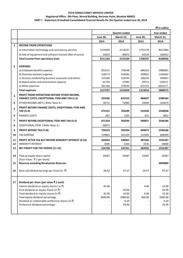 Thumbnail Tata Consultancy Services Quarterly Report 2014-q1