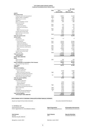 Thumbnail Tata Consultancy Services Quarterly Report 2021-q1