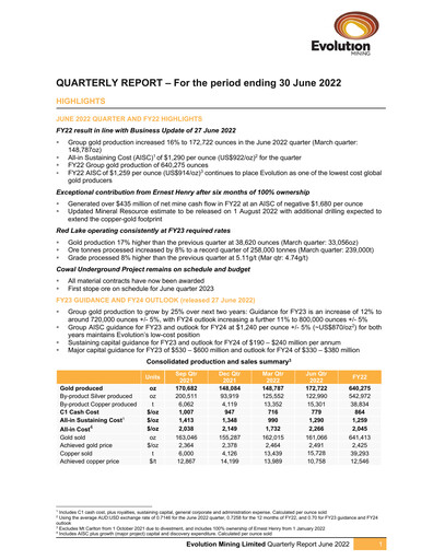 Thumbnail Evolution Mining
 Quarterly Report 2022-q2