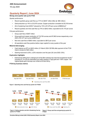 Thumbnail Evolution Mining
 Quarterly Report 2024-q2