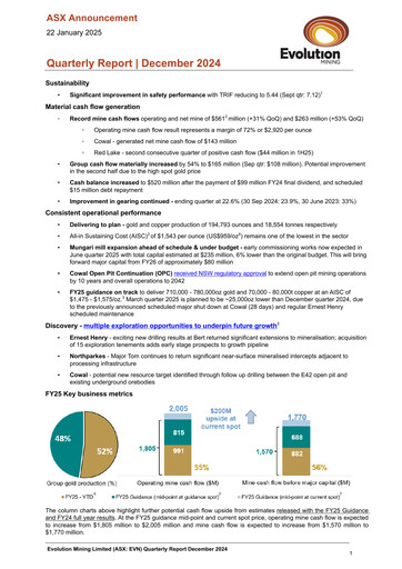 Thumbnail Evolution Mining
 Quarterly Report 2024-q4