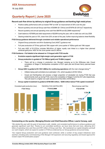 Thumbnail Evolution Mining
 Quarterly Report 2025-q2