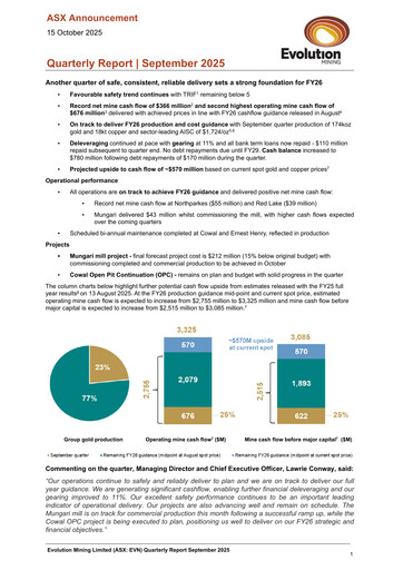 Thumbnail Evolution Mining
 Quarterly Report 2025-q3