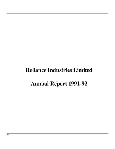 Thumbnail Reliance Industries Annual Report 1991