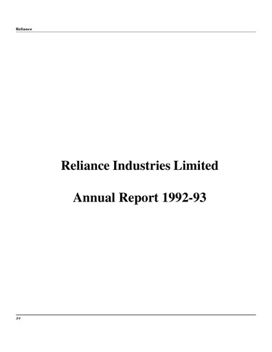 Thumbnail Reliance Industries Annual Report 1992