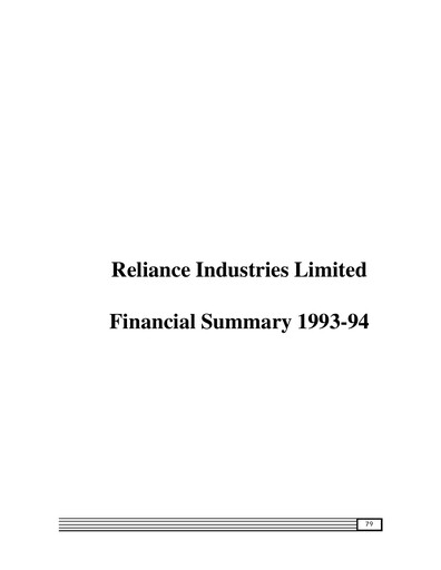 Thumbnail Reliance Industries Annual Report 1993