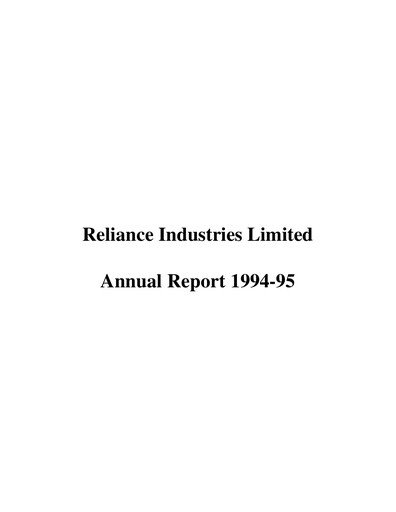 Thumbnail Reliance Industries Annual Report 1994