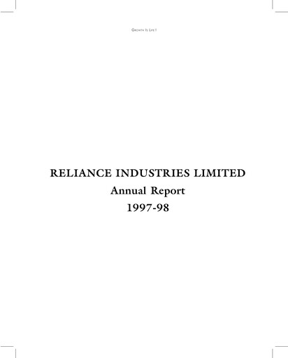 Thumbnail Reliance Industries Annual Report 1997