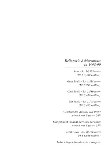 Thumbnail Reliance Industries Annual Report 1998