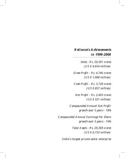 Thumbnail Reliance Industries Annual Report 1999