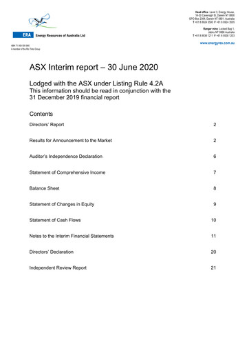 Thumbnail Energy Resources of Australia Half-year Report 2020-h1