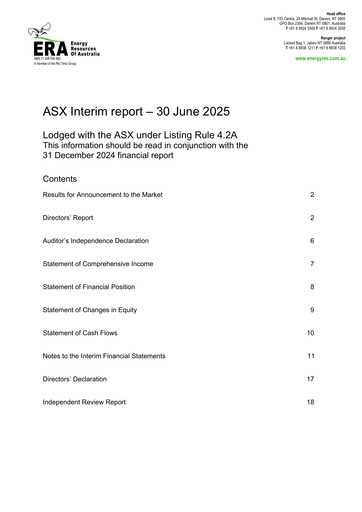 Thumbnail Energy Resources of Australia Half-year Report 2025-h1