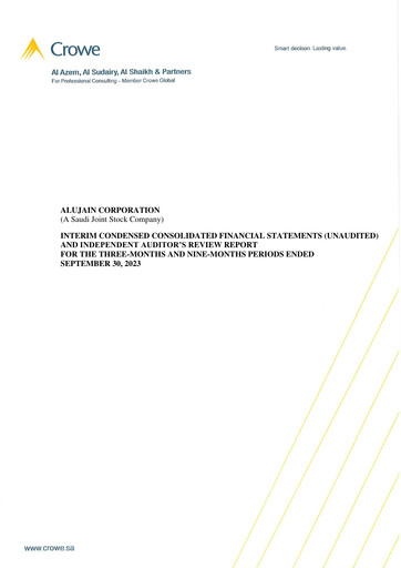 Thumbnail Alujain Corporation Quarterly Report 2023-q3