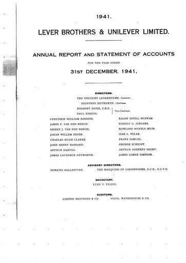Thumbnail Unilever Annual Report 1941