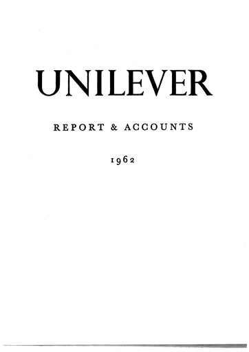 Thumbnail Unilever Annual Report 1962