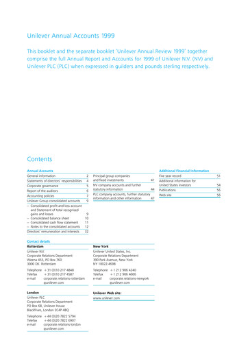 Thumbnail Unilever Annual Report 1999