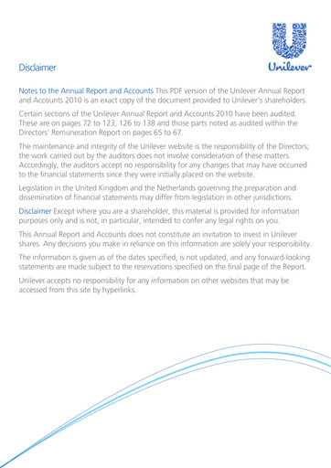 Thumbnail Unilever Annual Report 2010